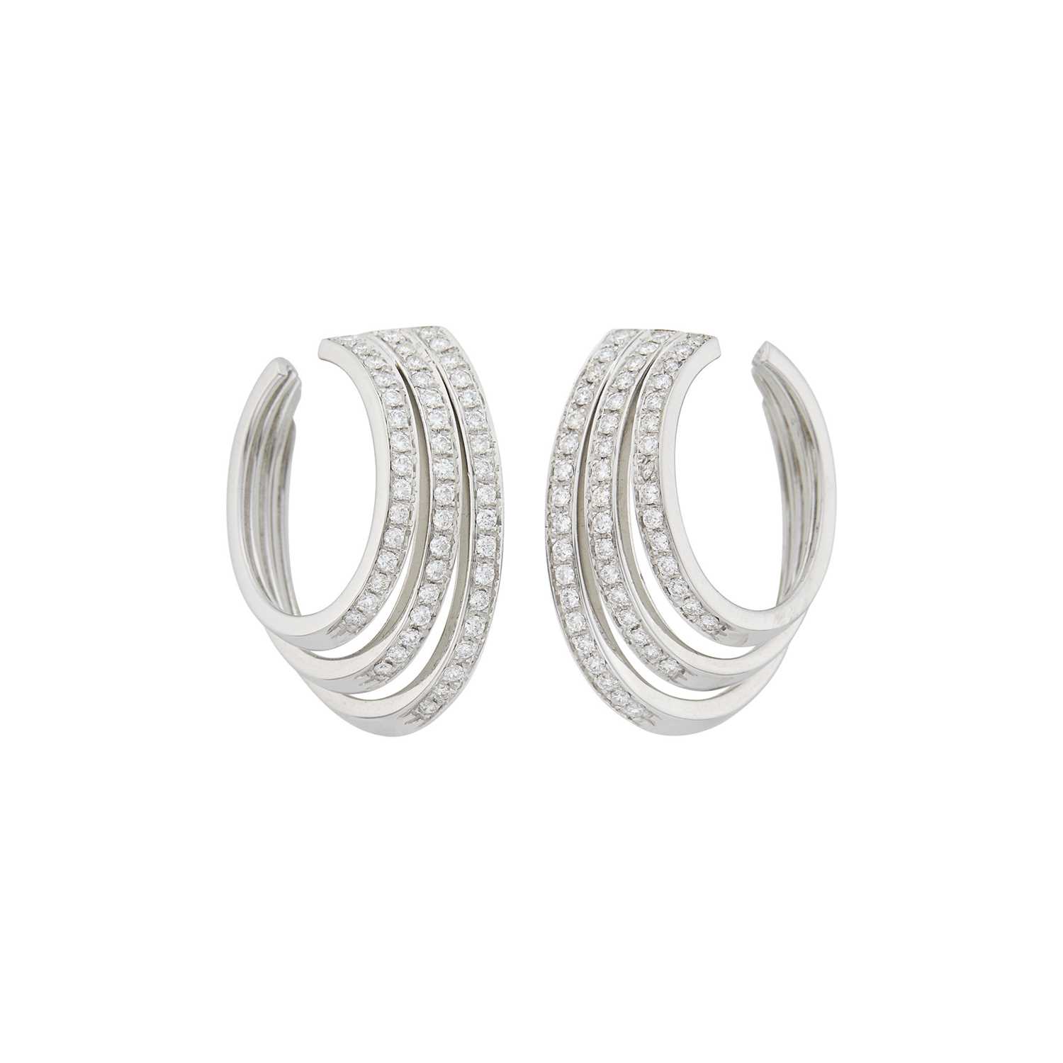 Lot 1162 - Pair of White Gold and Diamond Hoop Earrings