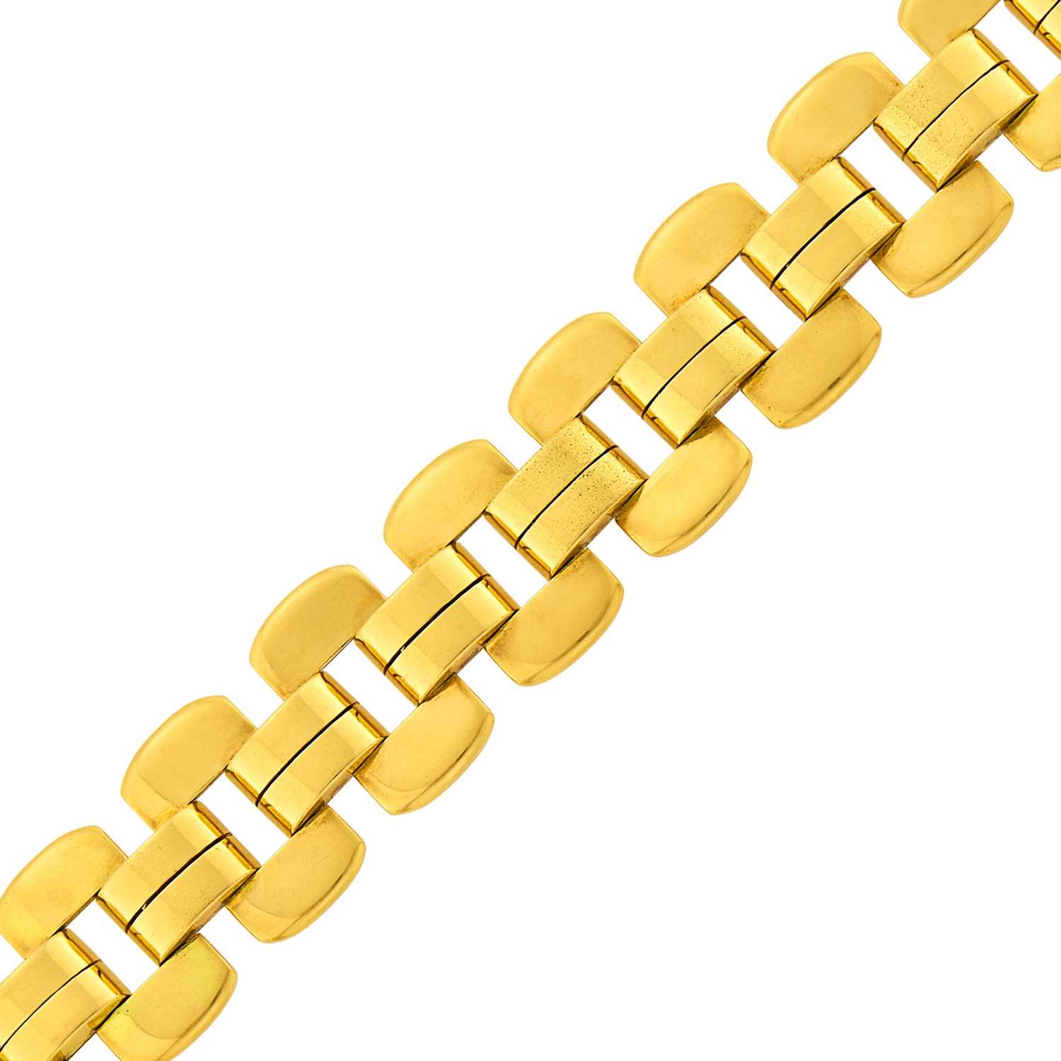 Lot 1107 - Wide Gold Link Bracelet