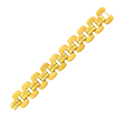 Lot 1107 - Wide Gold Link Bracelet
