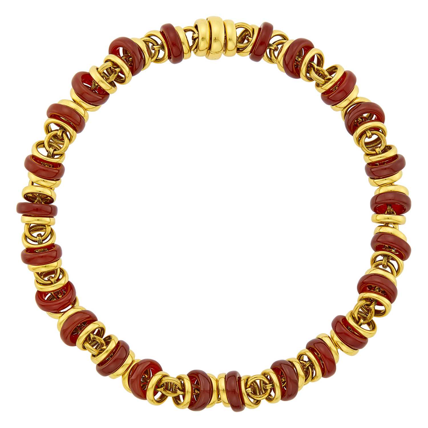 Lot 20 - Pomellato Gold and Carnelian Circle Link Necklace