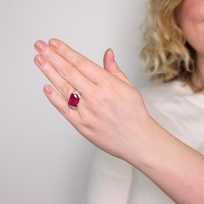 Lot 145 - White Gold, Ruby and Diamond Ring, France