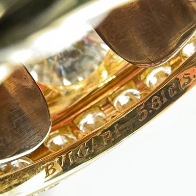 Lot 127 - Bulgari Gold and Diamond 'Trombino' Ring