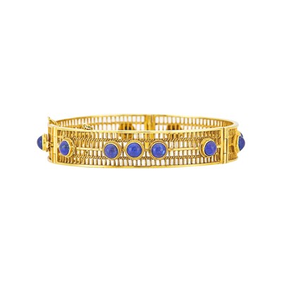 Lot 1176 - Gold and Lapis Bangle Bracelet