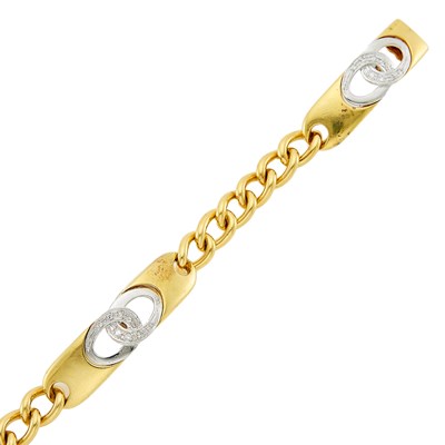 Lot 1004 - Two-Color Gold and Diamond Bracelet