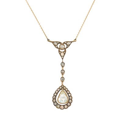 Lot 1139 - Antique Gold and Diamond Pendant-Necklace