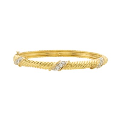 Lot 2010 - Two-Color Gold and Diamond Bangle Bracelet