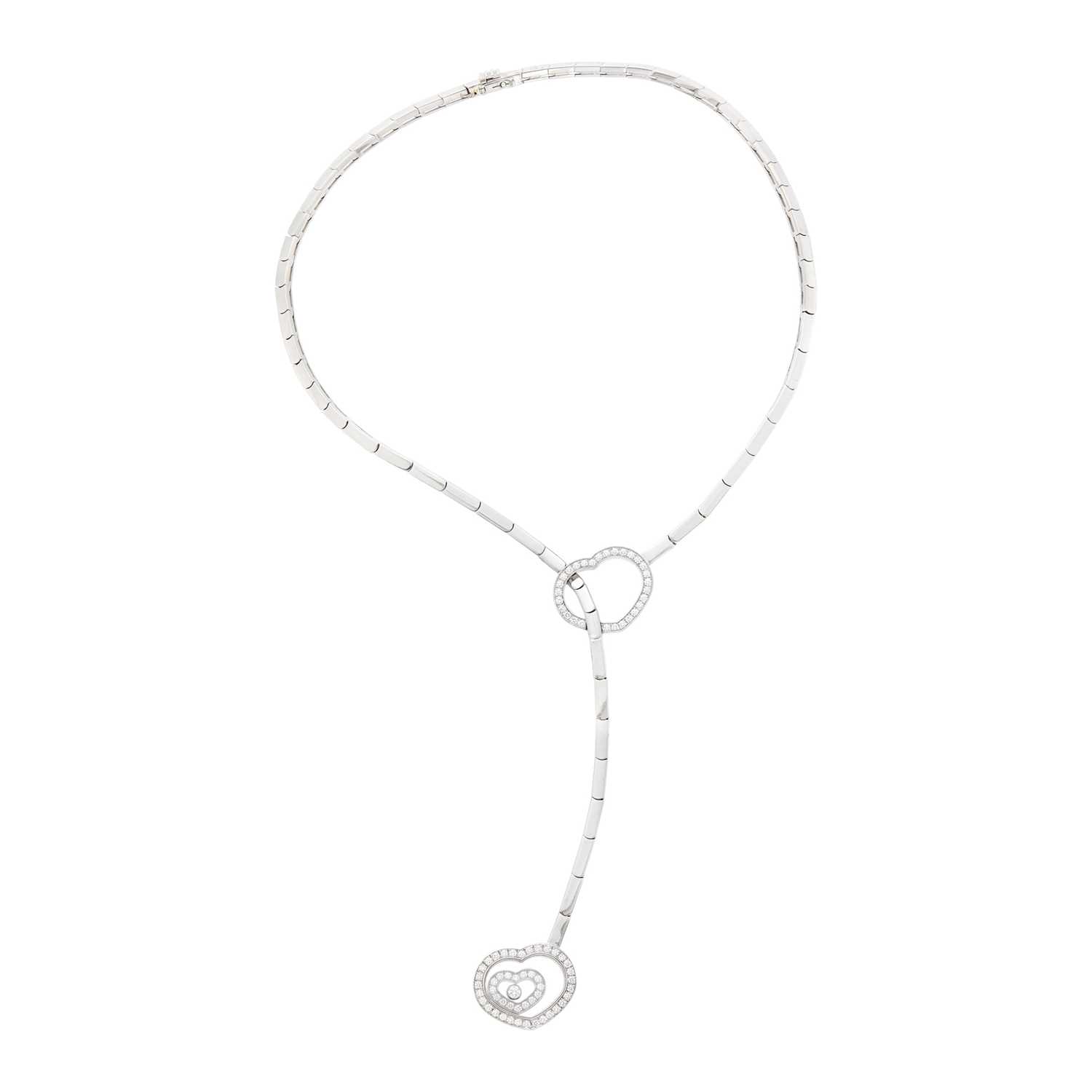 Lot 1164 - Chopard White Gold and Diamond 'Happy Spirit' Lariat Necklace