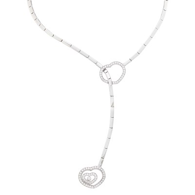 Lot 1164 - Chopard White Gold and Diamond 'Happy Spirit' Lariat Necklace