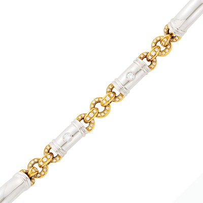 Lot 2029 - Two-Color Gold and Diamond Bracelet