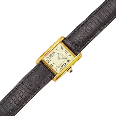 Lot 1275 - Must de Cartier Paris Silver-Gilt 'Tank' Wristwatch