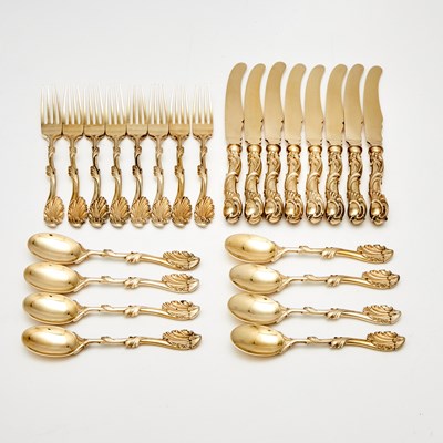 Lot 126 - German Silver Gilt Dessert Service