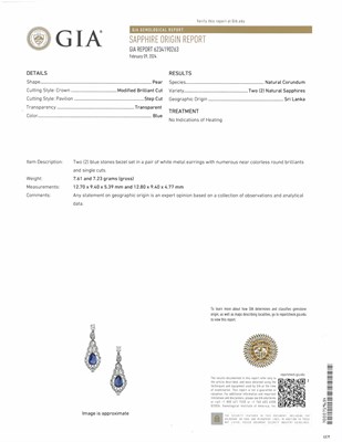 Lot 156 - Pair of Platinum, Sapphire and Diamond Pendant-Earrings
