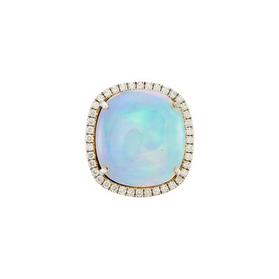 Lot 2226 - White Gold, Opal and Diamond Ring