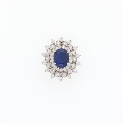 Lot 2192 - White Gold, Sapphire and Diamond Pendant