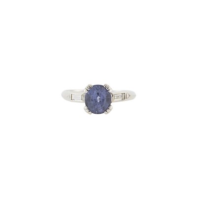 Lot 1123 - Platinum, Purple Spinel and Diamond Ring