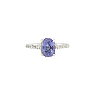 Lot 1099 - White Gold, Purple Spinel and Diamond Ring