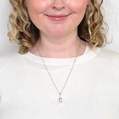 Lot 1151 - Assael White Gold, South Sea Cultured Pearl and Diamond Pendant with Chain Necklace