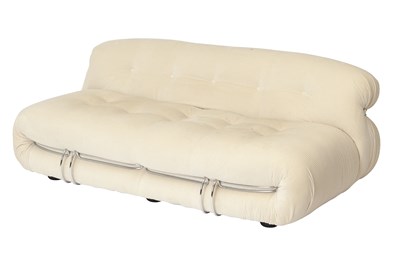 Lot 823 - Afra and Tobia Scarpa for Cassina Chromed Metal and Upholstered "Soriana" Sofa