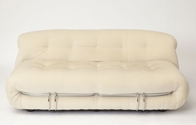 Lot 823 - Afra and Tobia Scarpa for Cassina Chromed Metal and Upholstered "Soriana" Sofa