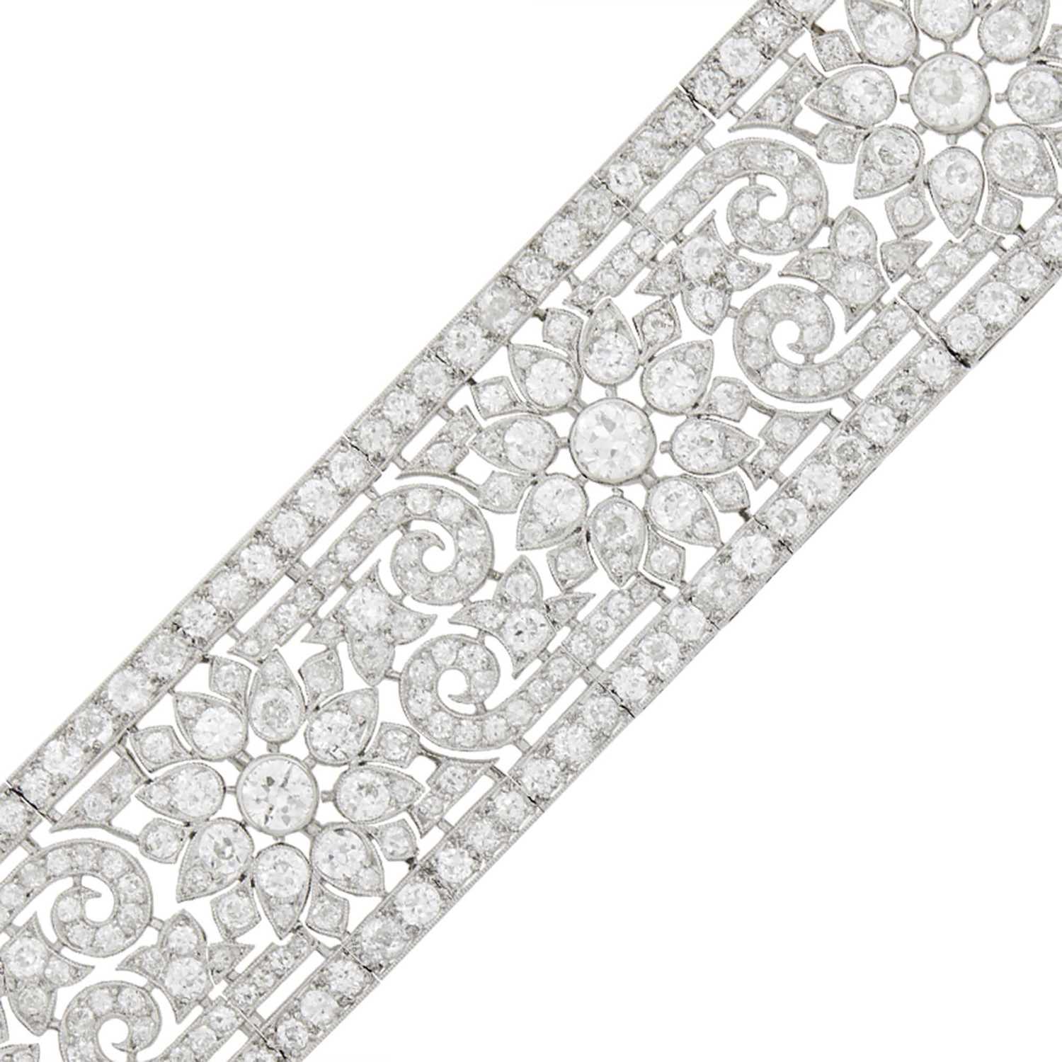 Lot 161 - Wide Platinum and Diamond Bracelet