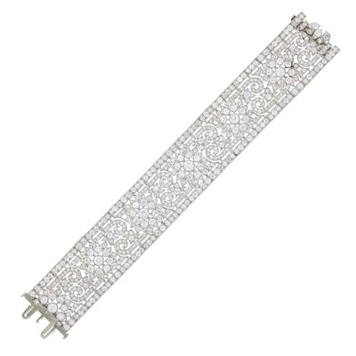 Lot 161 - Wide Platinum and Diamond Bracelet
