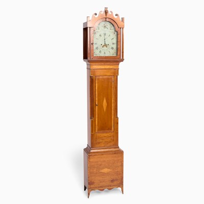 Lot 419 - Federal Inlaid Cherry and Tiger Maple Tall Case Clock