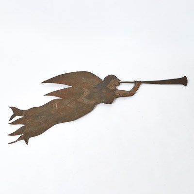 Lot 474 - Painted Sheet Iron Angel Gabriel Weathervane