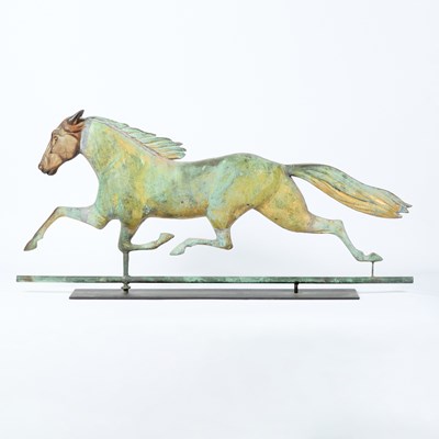 Lot 473 - Molded Sheet Copper and Cast Iron Running Horse Weathervane