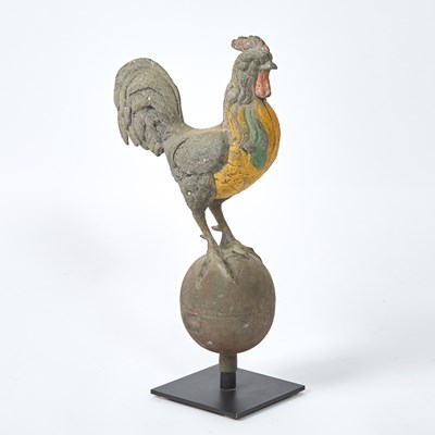 Lot 476 - Molded and Painted Zinc Rooster Weathervane