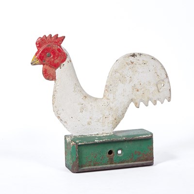 Lot 483 - Painted Cast Iron "10 FT NO 2" Rooster-Form Windmill Weight