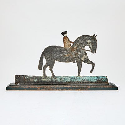 Lot 481 - Tinned Sheet Iron Horse and Rider Weathervane