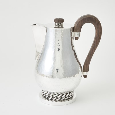 Lot 747 - Jean Despres Silver Plated and Rosewood Coffee Pot