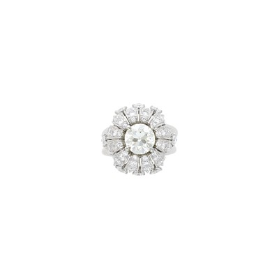 Lot 73 - Platinum and Diamond Flower Ring