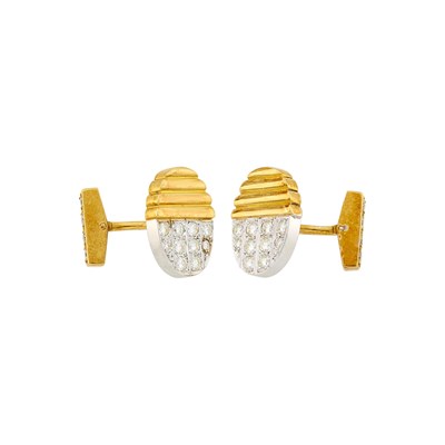 Lot 1045 - Piaget Pair of Two-Color Gold and Diamond Cufflinks, France