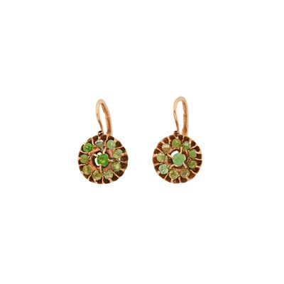 Lot 2140 - Pair of Rose Gold and Demantoid Garnet Earrings