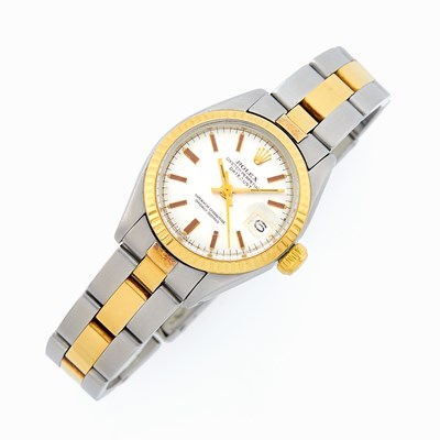 Lot 2002 - Rolex Lady's Stainless Steel and Gold Oyster Perpetual 'Datejust' Wristwatch, Ref. 6917