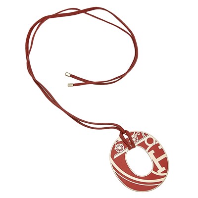 Lot 2283 - Hermès Stainless Steel and Enamel Pendant with Cord