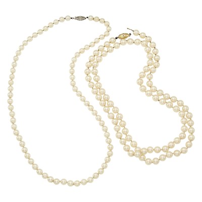 Lot 2233 - Two Cultured Pearl Necklaces