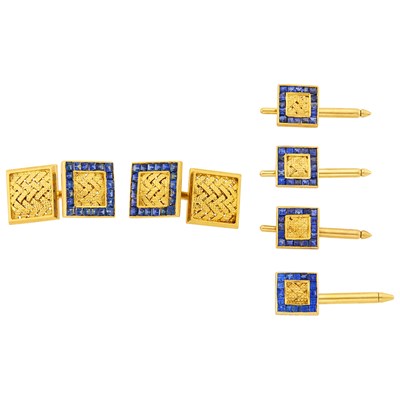 Lot 1042 - Laykin et Cie Gold and Sapphire Dress Set, France