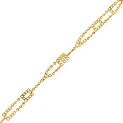 Lot 1210 - Gold and Diamond 'I LOVE YOU' Bracelet, France