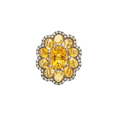 Lot 1080 - White Gold, Citrine and Diamond Ring