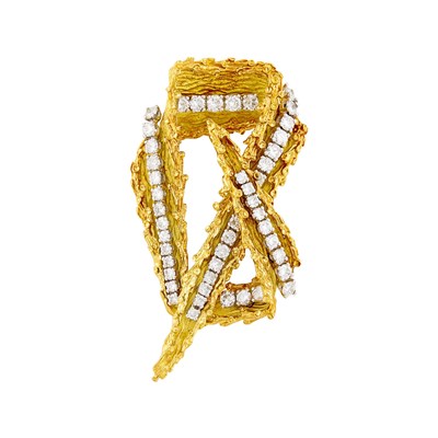 Lot 1238 - Gold, Platinum and Diamond Clip-Brooch, France