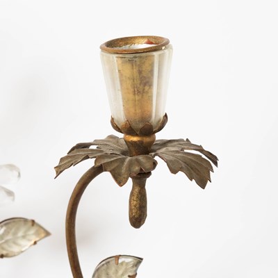 Lot 283 - Pair of Baques Style Gilt Painted Metal and Glass Bird-Form Two-Light Wall Sconces
