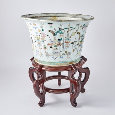 Lot 217 - A Chinese Enameled Porcelain Planter and Stand