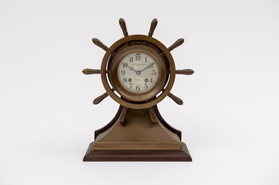 Lot 1091 - Brass Helm-form Ship's Bell Clock
