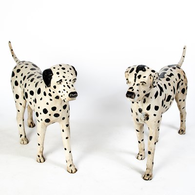 Lot 1202 - Pair of Cast Iron Painted Dalmatian Dog Figures