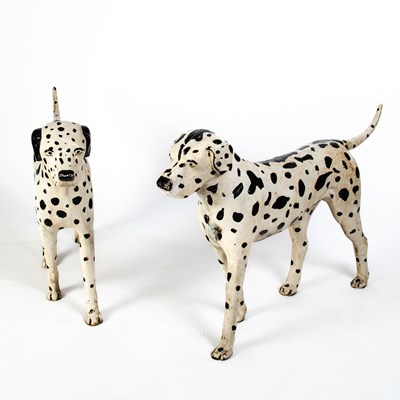 Lot 1202 - Pair of Cast Iron Painted Dalmatian Dog Figures
