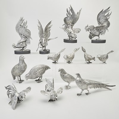 Lot 218 - Group of Silver Plated Figures of Birds