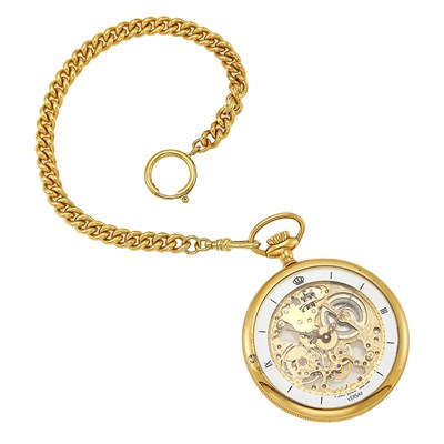 Lot 1241 - Versay Gilt-Metal Open Face Pocket Watch with Chain