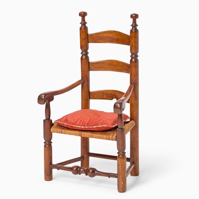 Lot 353 - William & Mary Child's Maple Ladder Back Armchair